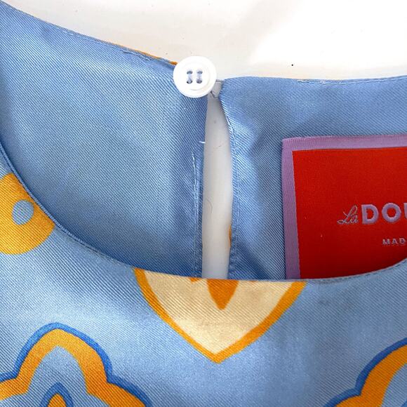 LA DOUBLEJ San Carlo Printed 100% Silk Twill Satin Scarf Top in Multi Size S - Picture 12 of 15